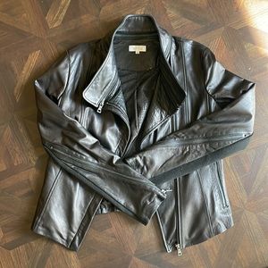 BARNEYS Black Leather Jacket - Women - Size Small